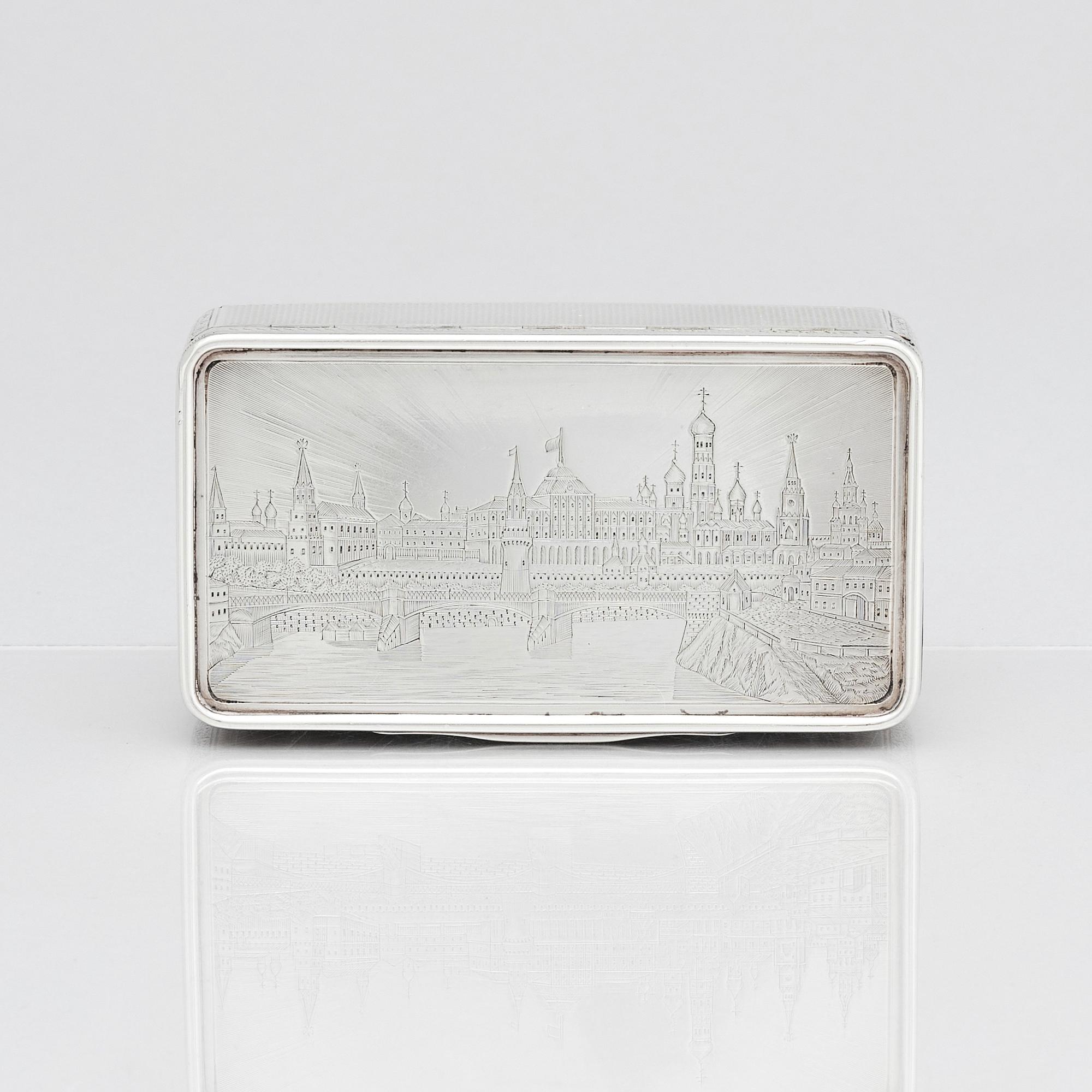 A russian silver box, unclear makers mark, assay master Victor Savinkov, Moscow, Russia, 1869.