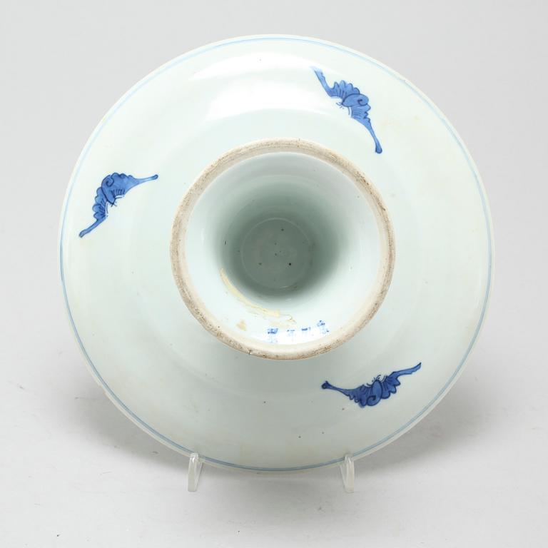 A blue and white tazza, China, circa 1900.