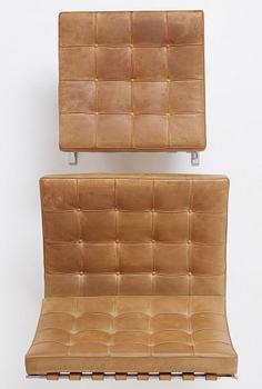 Ludwig Mies van der Rohe, a "Barcelona" easy chair and ottoman, Knoll, 1970s.