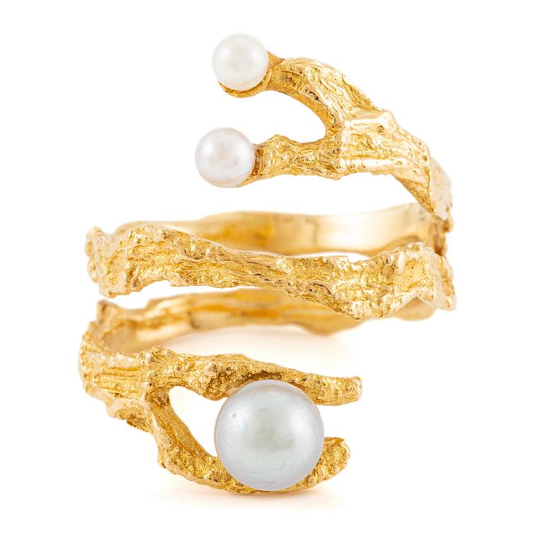 Björn Weckström, a ring, "Octobus", 18K gold with pearls, Lapponia.