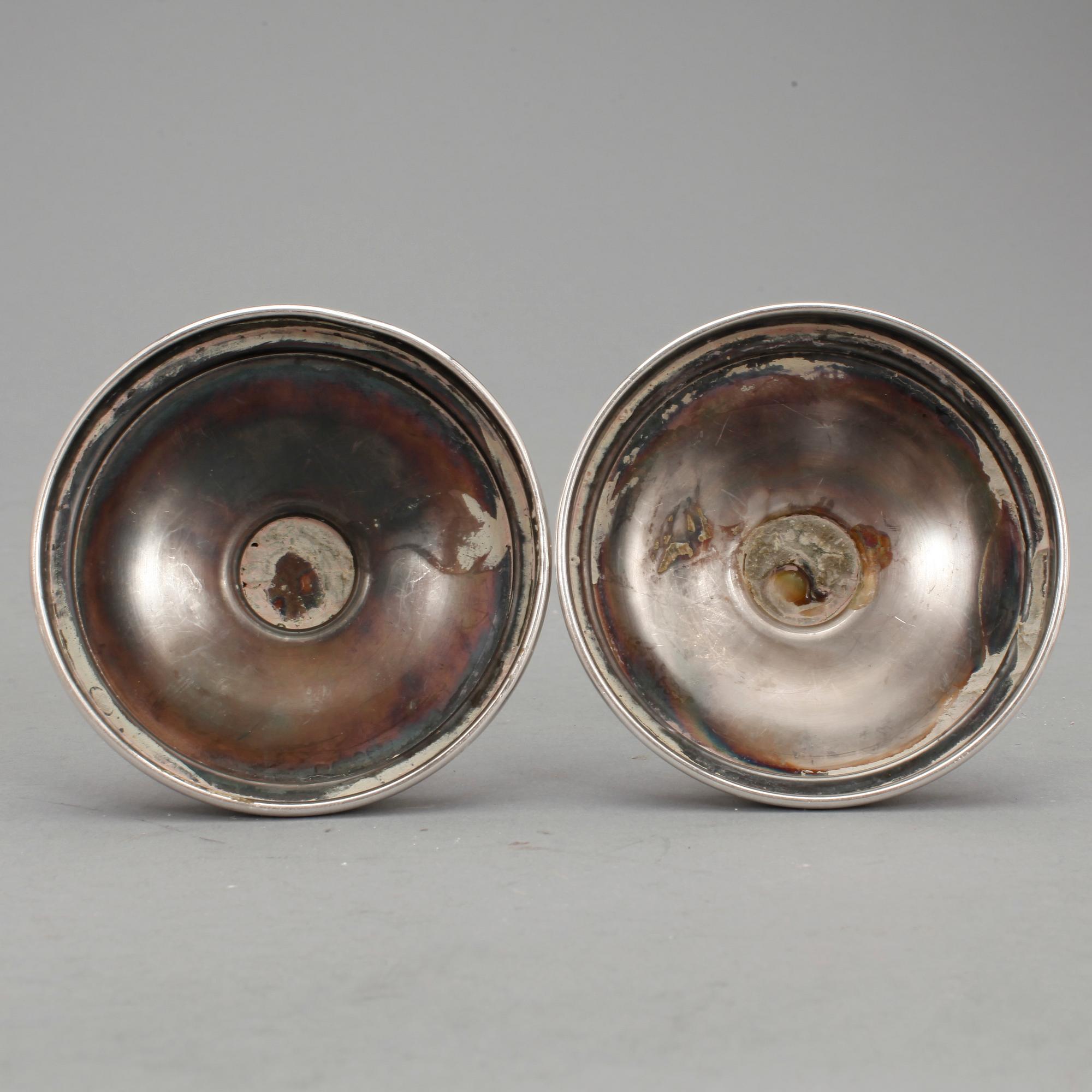 LJUSSTAKAR, 3 st par, silver, bl.a TESI, Göteborg, 1955 samt Tore Eldh, K & EC, Göteborg, 1969. Total vikt ca 741 g.