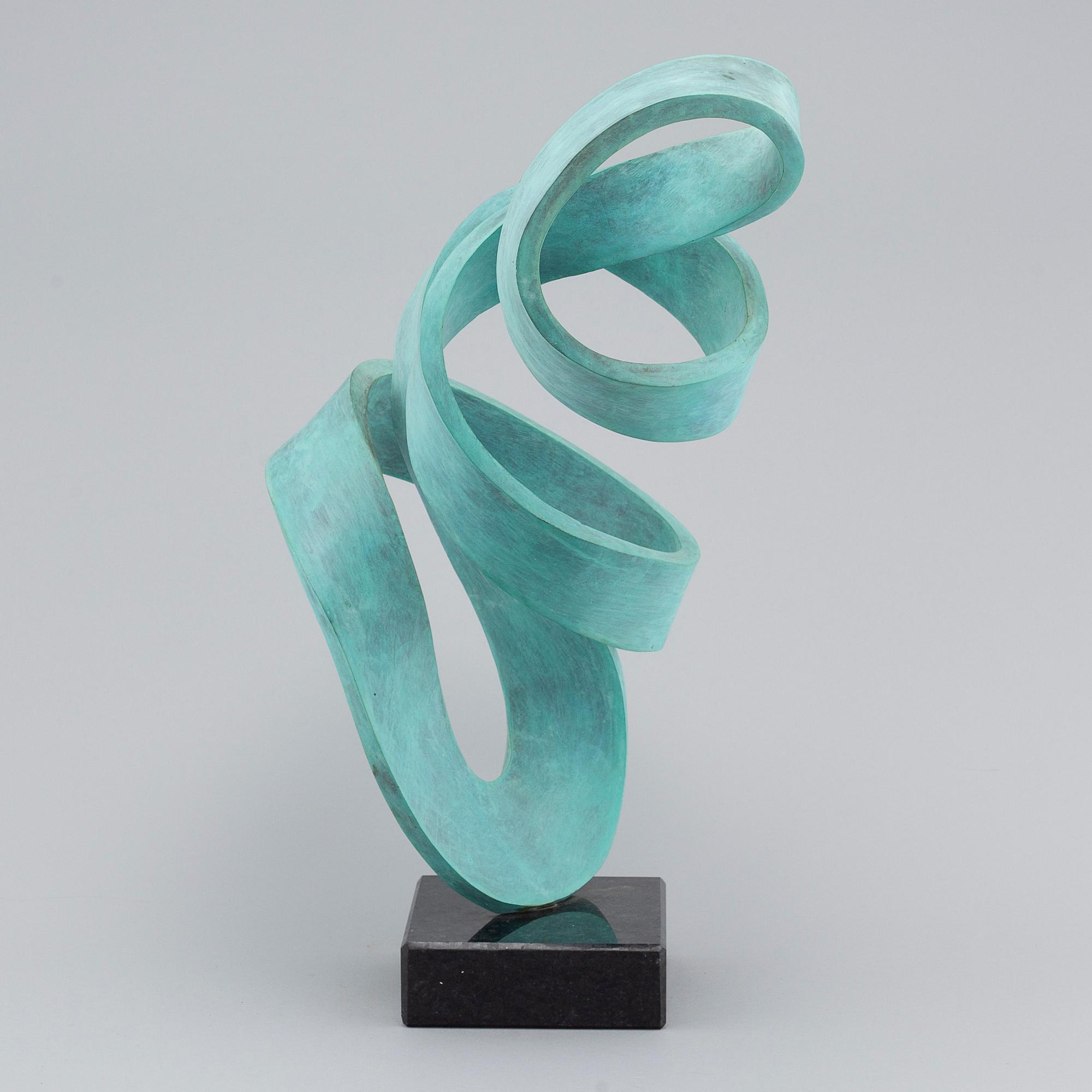 GEORG SCHEELE, sculpture, patinated bronze and granite, signed.