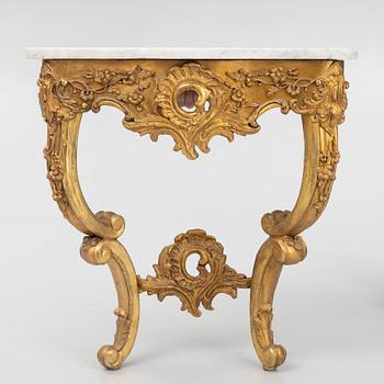 A Rococo style console table, late 19th Century.