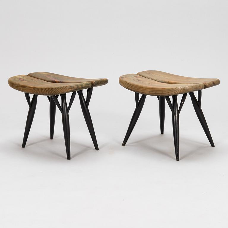 Ilmari Tapiovaara, a pair of mid-20th century 'Pirkka' stools for Laukaan Puu.