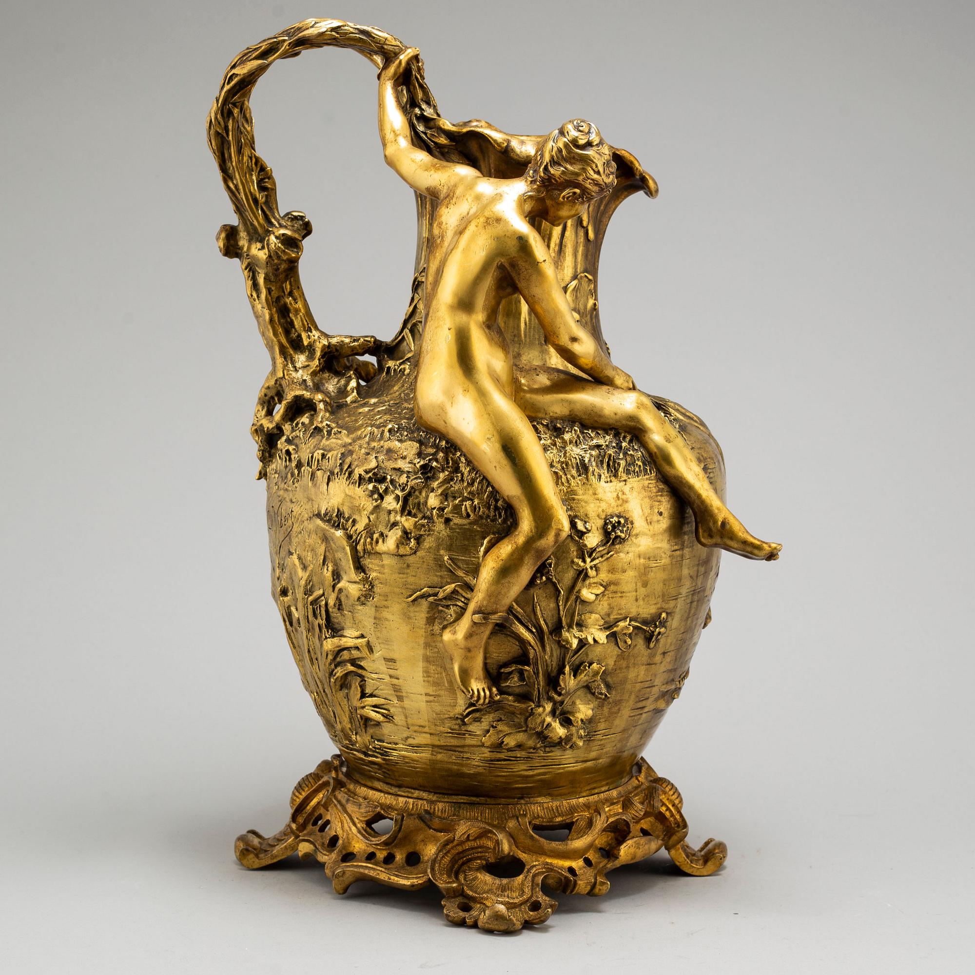 CLAUDE VIBERT, a gilt bronze "Femme pêchant" ever, Siot Decauville, Paris circa 1900.