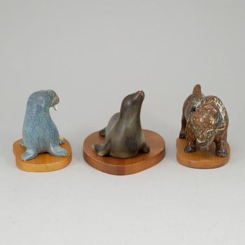 GUNNAR NYLUND, three stoneware figurines from Rörstrand.