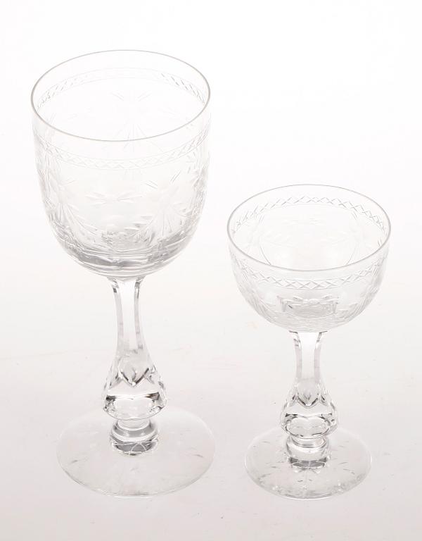 VINGLAS och MADEIRAGLAS 15 st, "MacGuirlang", Fritz Kallenberg, Boda.