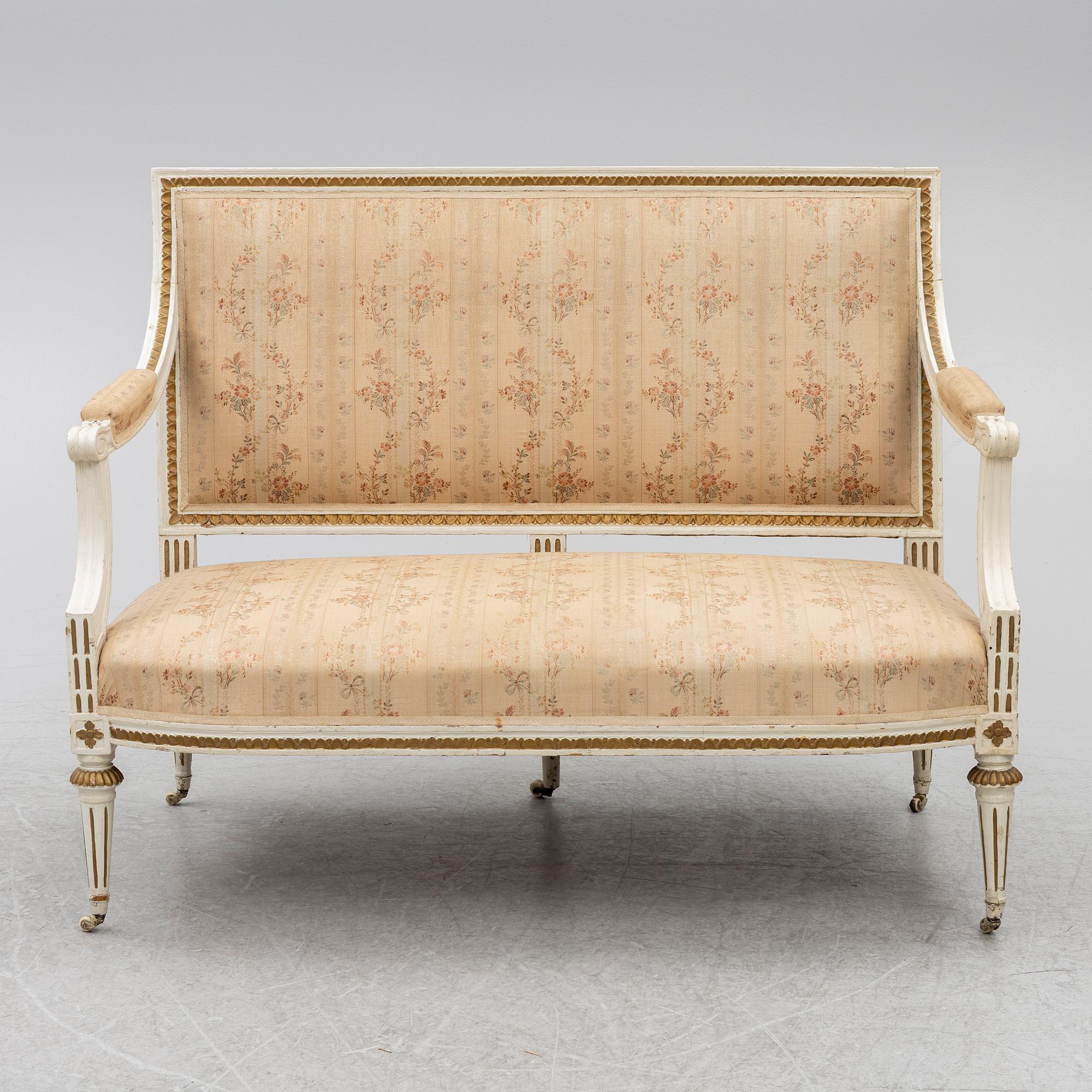 Sofa, by Johan Hammarström (master in Stockholm 1794-1812), Late Gustavian, circa 1800.