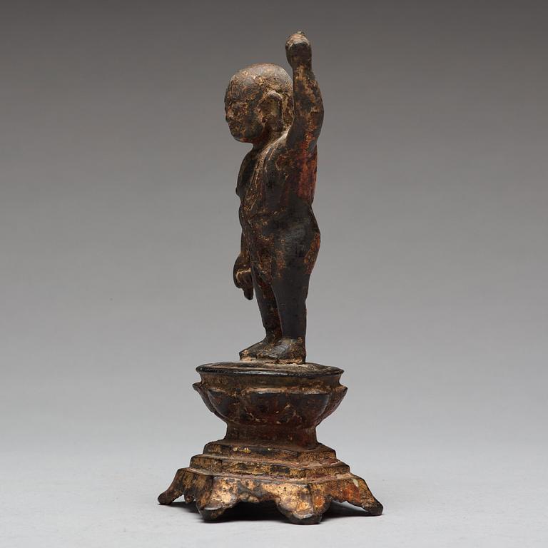 A bronze figure of buddha, Ming dynasty (1368-1644).