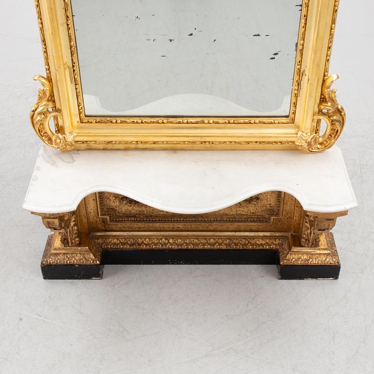 Golvspegel med konsolbord, 1800-talets slut.