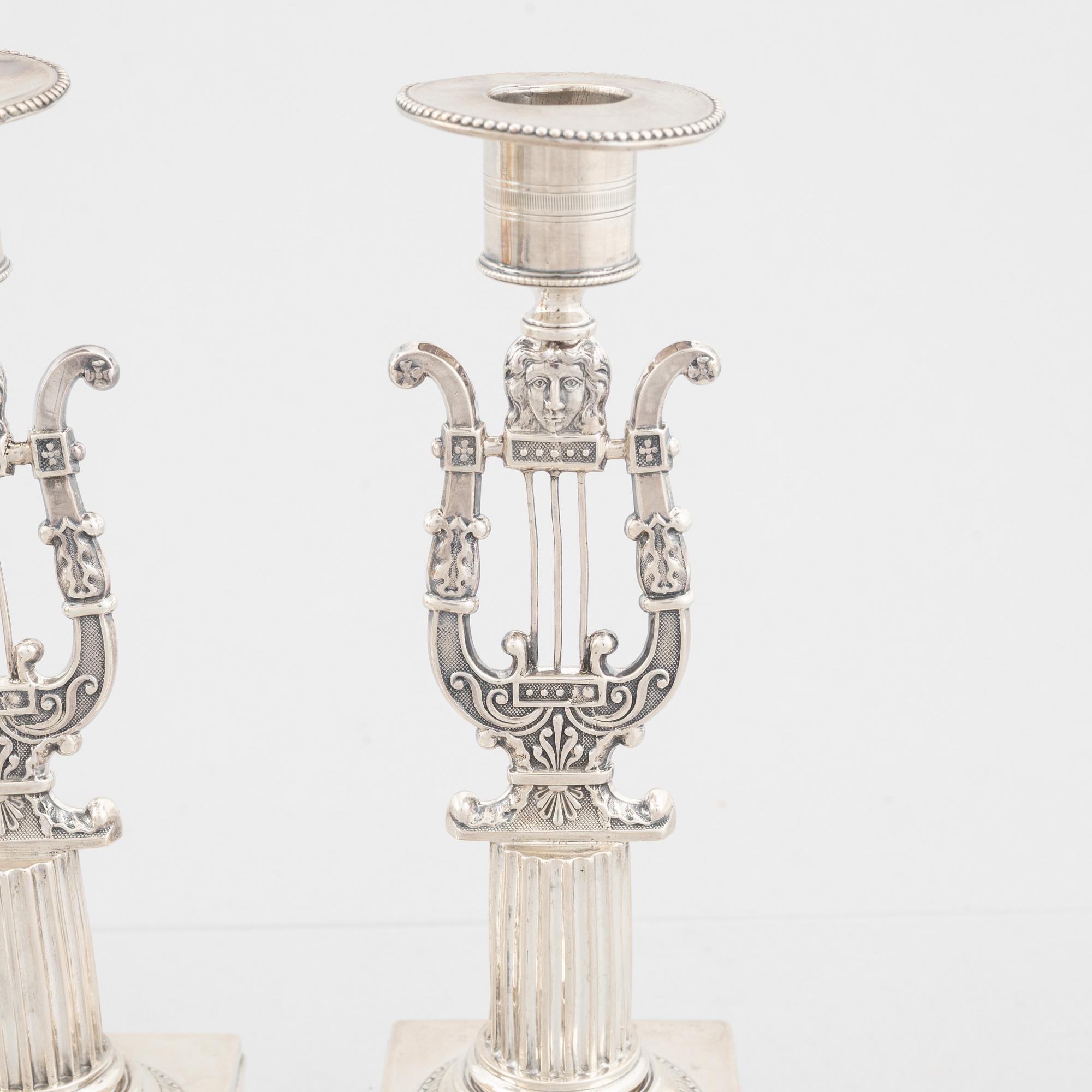 A pair of Swedish silver candlesticks, mark of Adolf Zethelius 1823.