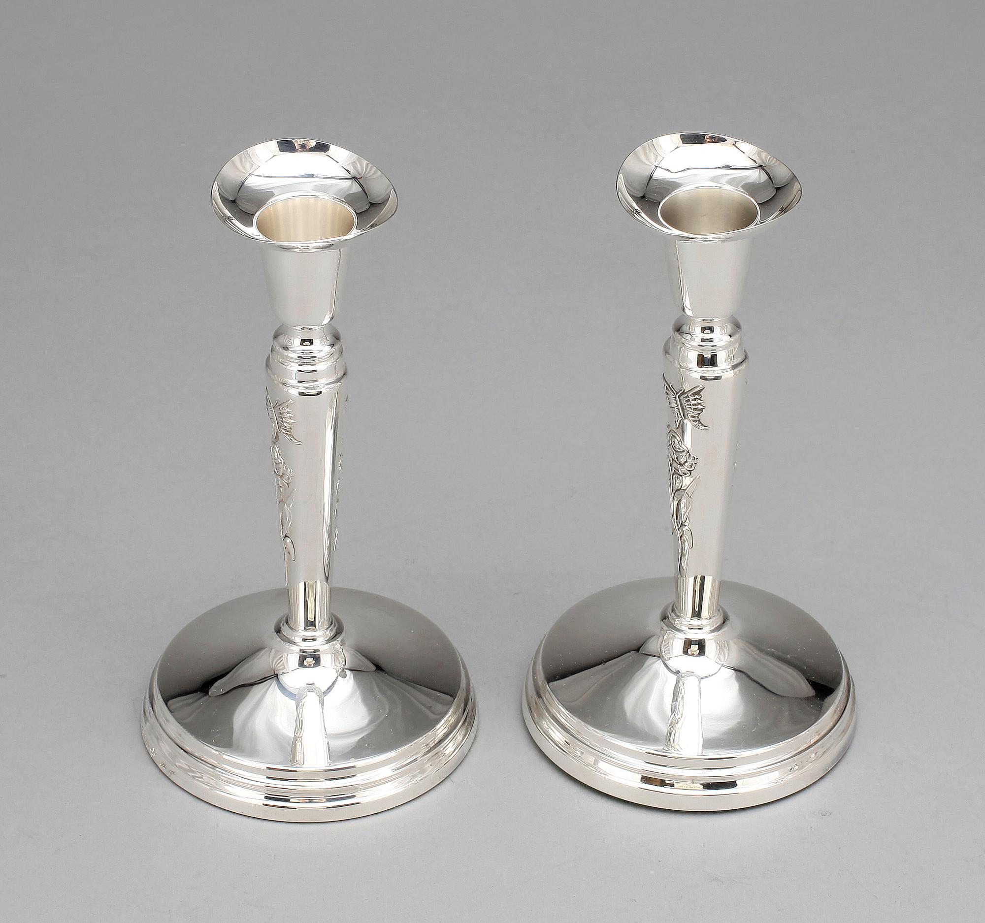 LJUSSTAKAR, ett par, sterling silver, Meya Lerible, MEMA, Linköping 1997.