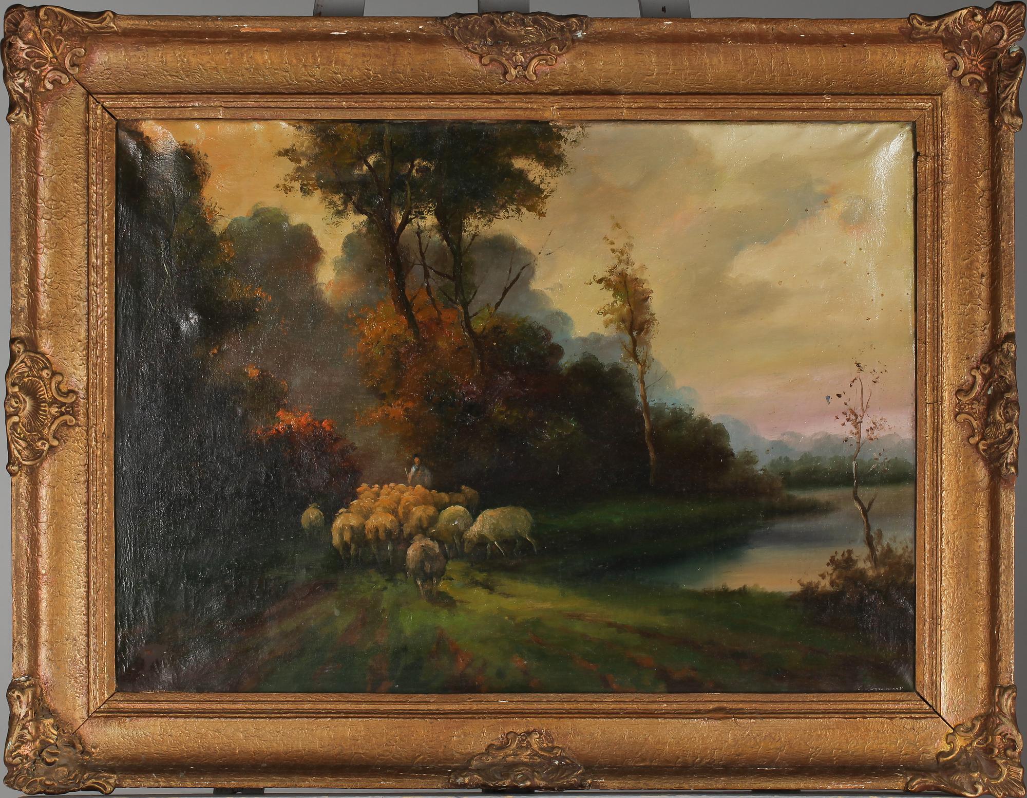 OKÄND KONSTNÄR, olja på duk, otydligt signerad, 1800-tal.