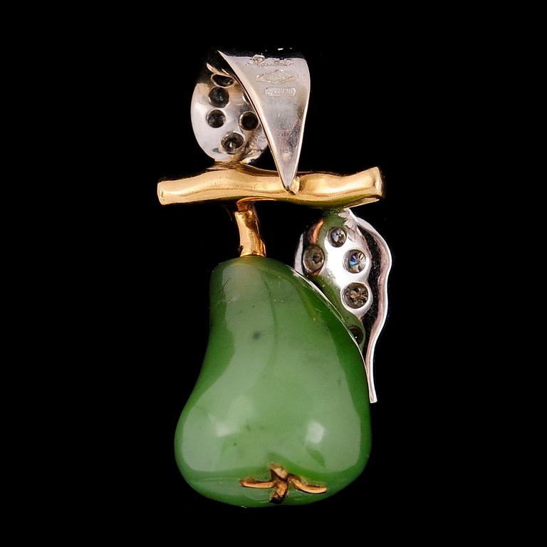 HÄNGE, 18 k, med jade och briljanter tot 0.70 ct TW.