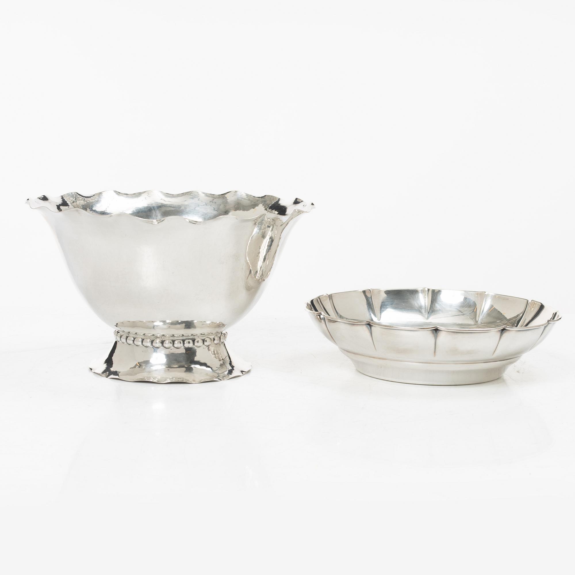 Bowls, 2 pcs, silver, including KG Markström, Uppsala 1927.