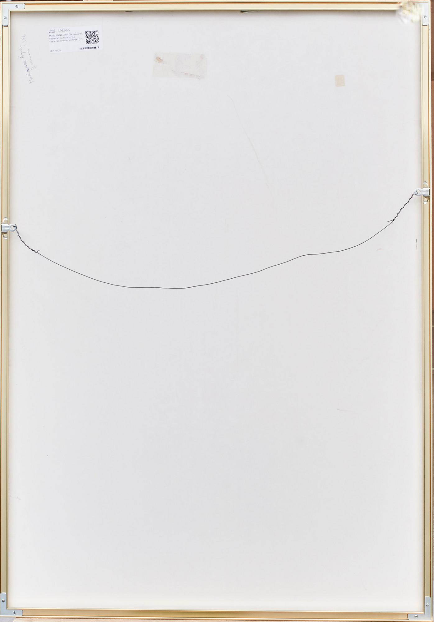 MARIANNE ÅGREN, akvarell, signerad samt a tergo signerad o daterad 1986.