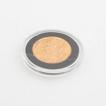 Guldmynt Sverige, Oscar II 20 kr, 1889.