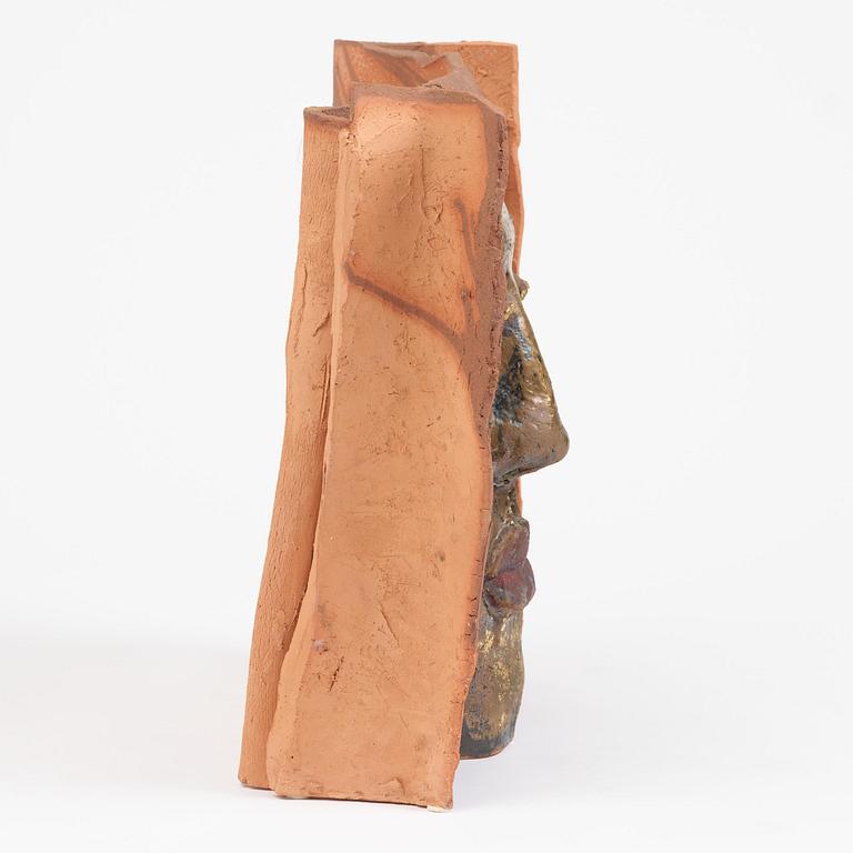 Hertha Hillfon, a partially glazed earthenware relief, own studio, Stockholm.