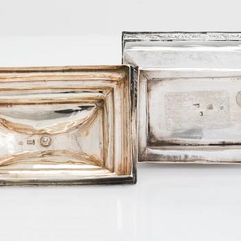 An 1830s three-piece silver tea set, Moscow, Russia.