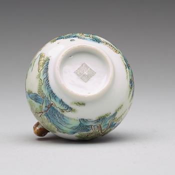 A famille rose miniature vase, Republic (1912-49)with Qianlongs mark to the base.