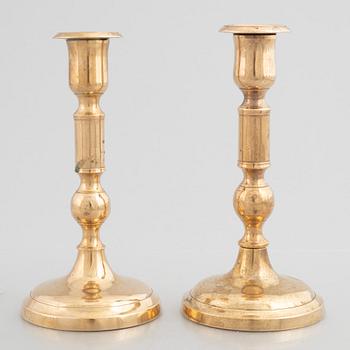 Tree Pairs of Swedish Brass Candlesticks from Skultuna Messingsbruk, 19th Century.