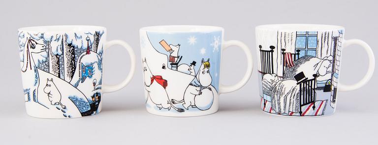 MOOMIN-MUGS, 11 pcs, porcelain, 'Winter season mugs', Moomin Characters, Arabia 2007-2017.