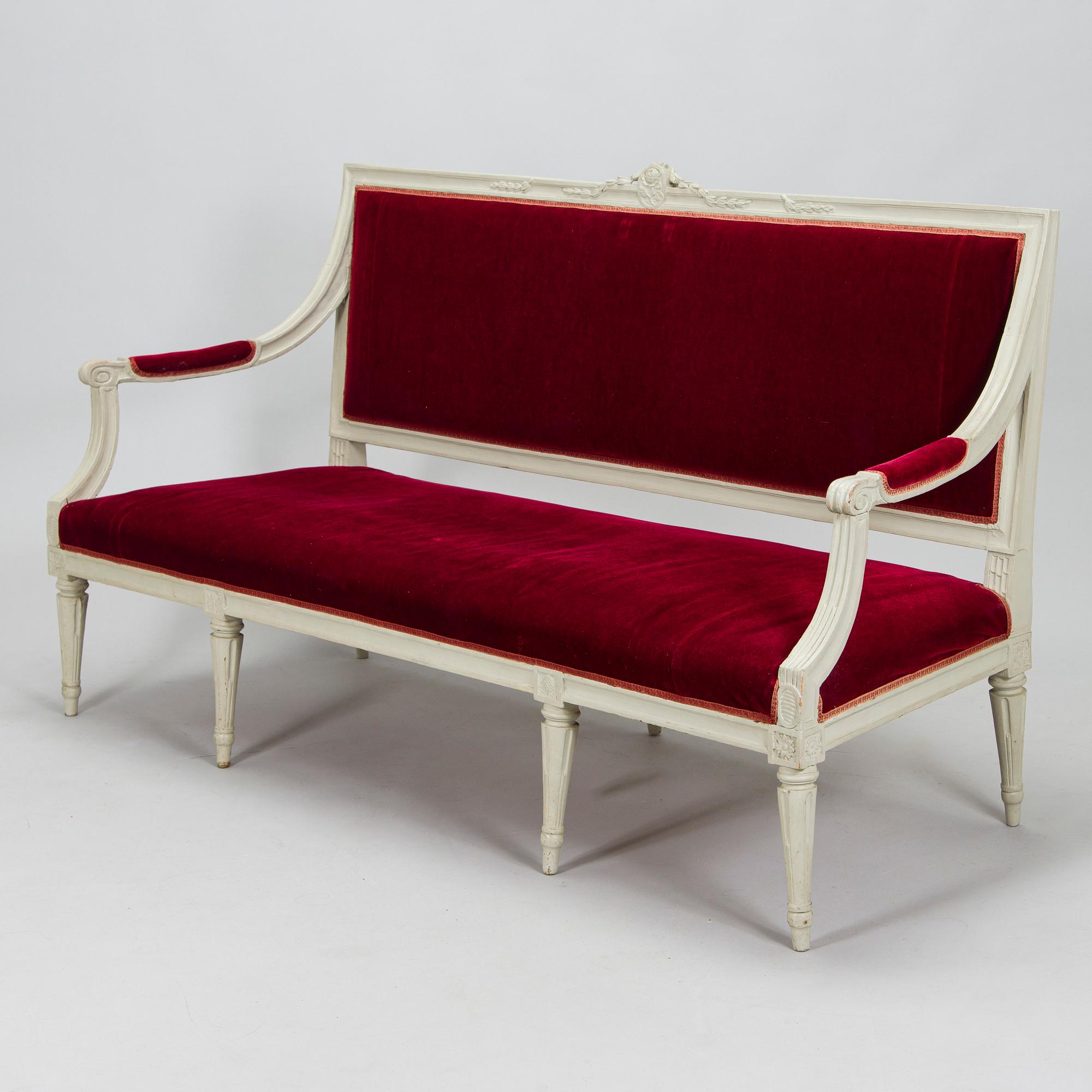 A Swedish Gustavian sofa, late 18th century.