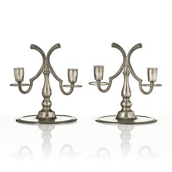 Nils Fougstedt, a pair of candelabra, Firma Svenskt Tenn, Stockholm, 1926.