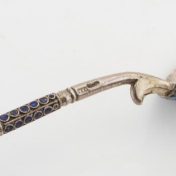 Spoons 2 pcs Russia silver and enamel 1908-26.