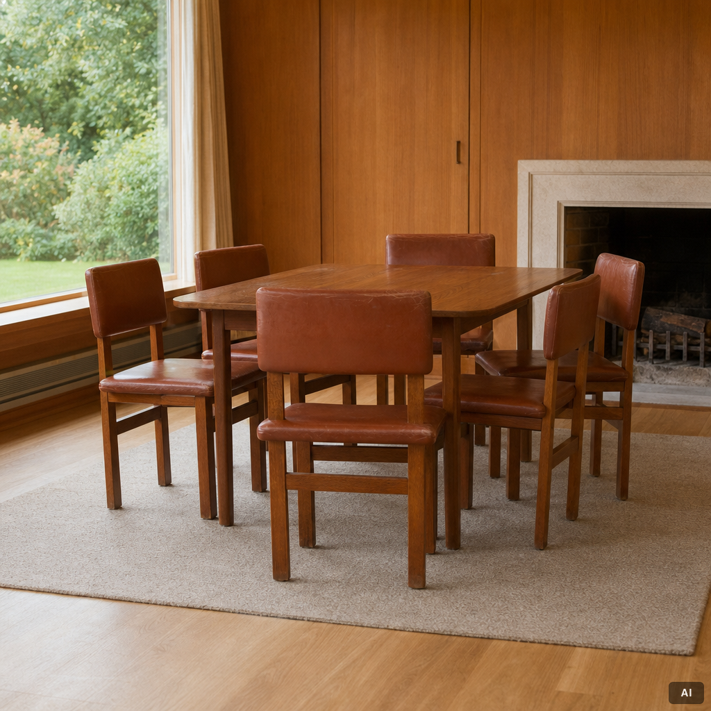 John Kandell, a set of six chairs, J. E. Blomqvist Möbelfabrik, Storvreta, for the Västervik Courthouse, ca. 1959.