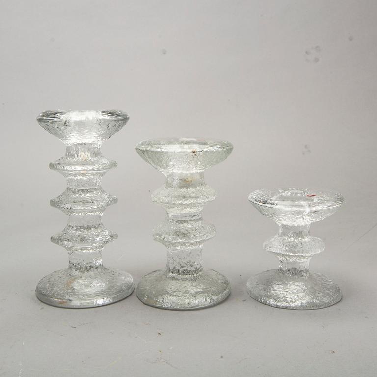 TIMO SARPANEVA, 8 candlesticks "Festivo", Iittala, 5 signed TS.