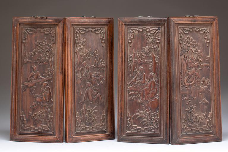 VÄGGPLATTOR, 4 st, Kina, 1900-tal.