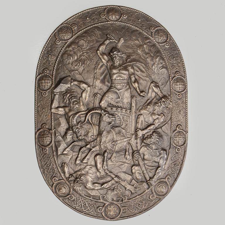 An iron shield by Brevens Bruk, 20th century.