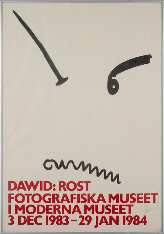 DAWID (BJÖRN DAWIDSSON), utställningsaffisch, Moderna Museet, 1983-84, signerad.