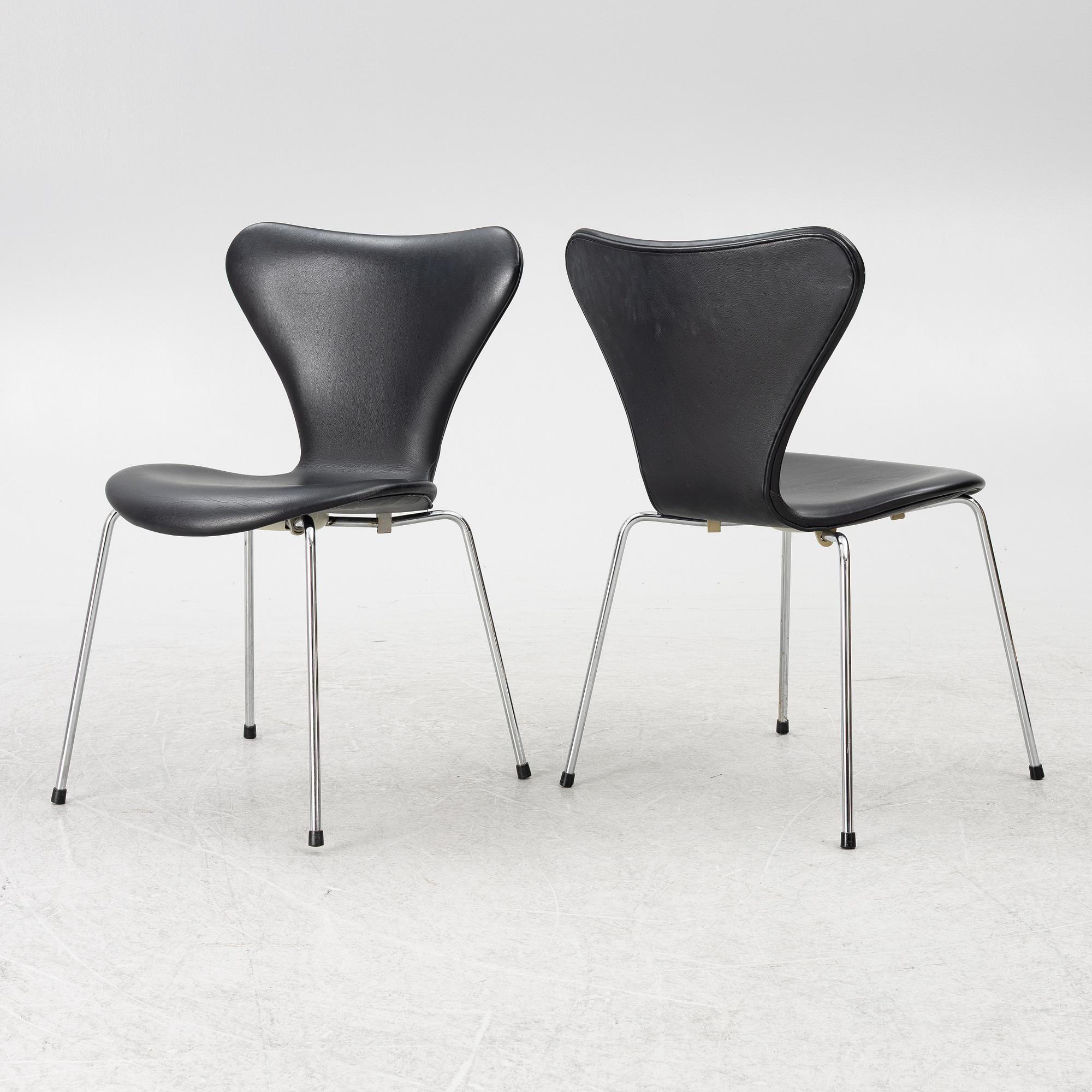 Arne Jacobsen, stolar, 6 stycken "Sjuan" Fritz Hansen, 2000-tal.