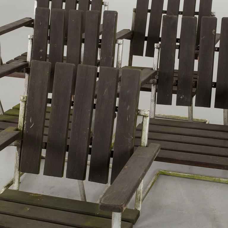 TRÄDGÅRDSSTOLAR, 6 st snarlika, 1900-talets andra hälft.