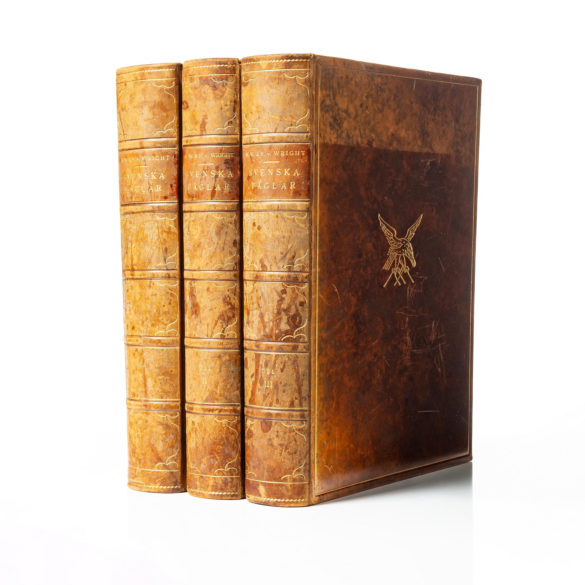 Bröderna von Wright, books, three volumes, 'Svenska fåglar', A. Börtzells tryckeri AB, Stockholm, 1927-29.