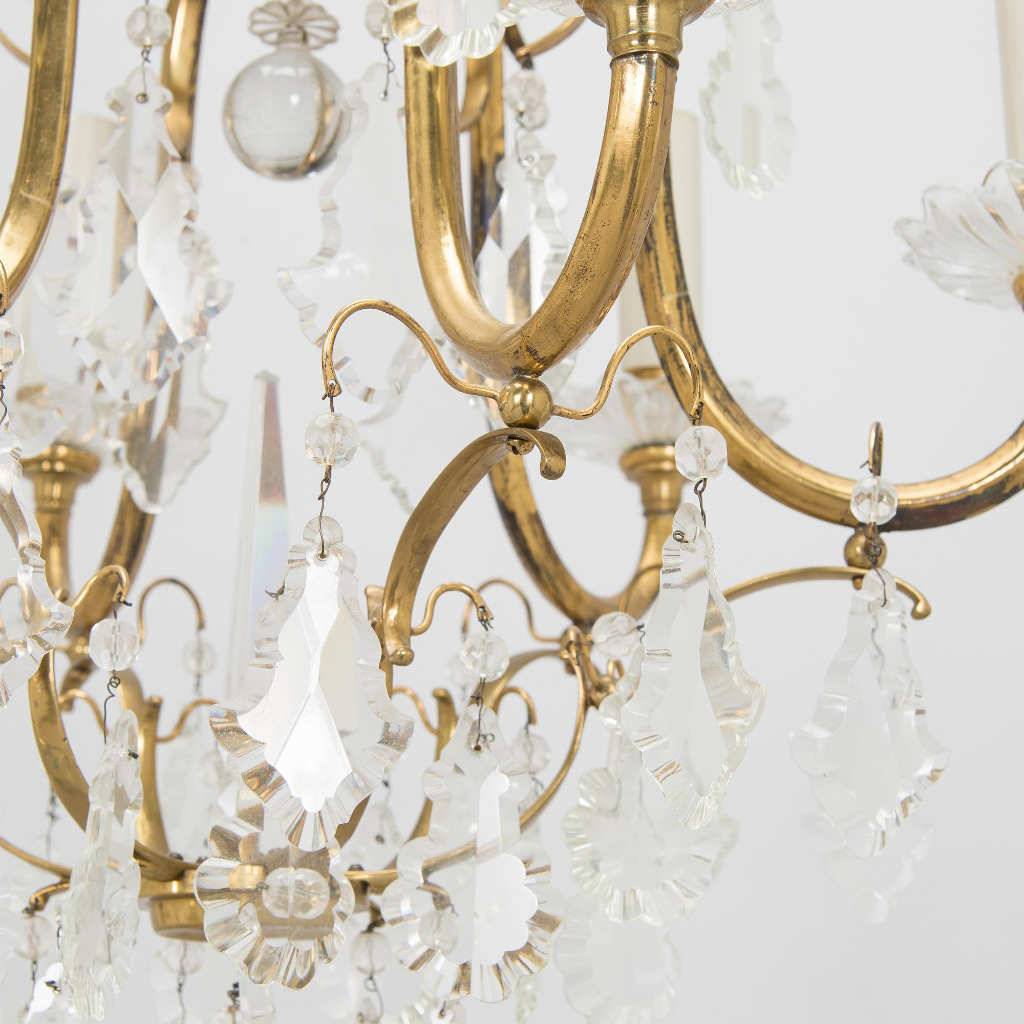 Paavo Tynell, kattokruunu/kristallikruunu, malli 1465/6, Taito 1900-luvun puoliväli.