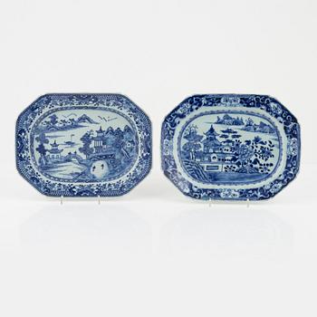 Two blue and white serving dishes, Qing dynasty, Qianlong (1736-95).