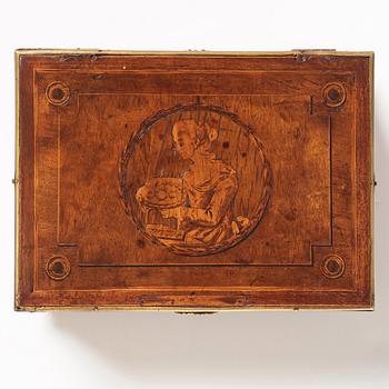 A Gustavian marquetry box with cover by G Haupt (1770-1784).