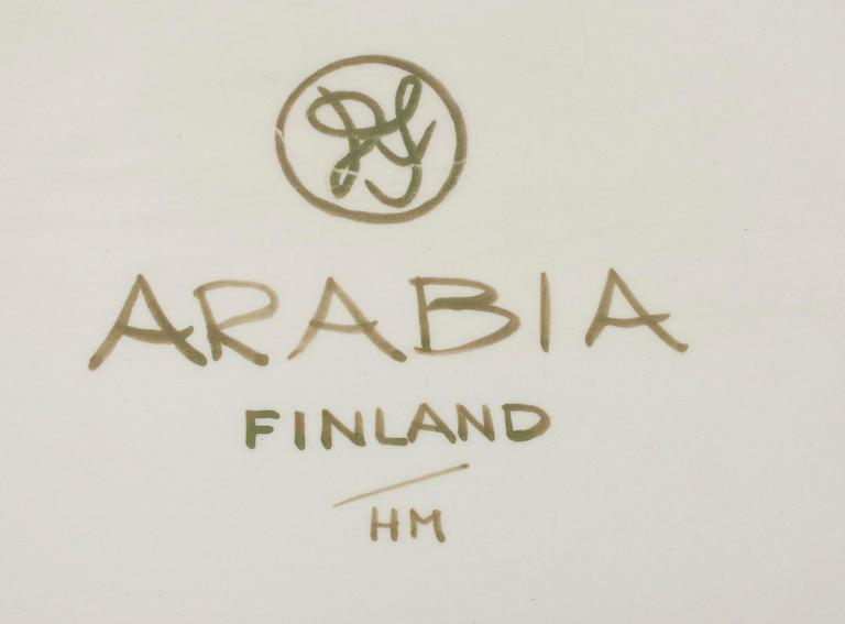 KAROTT samt SERVERINGSFAT, porslin, design Dorrit von Fieandt, signerade, Arabia Pro Arte 1988.