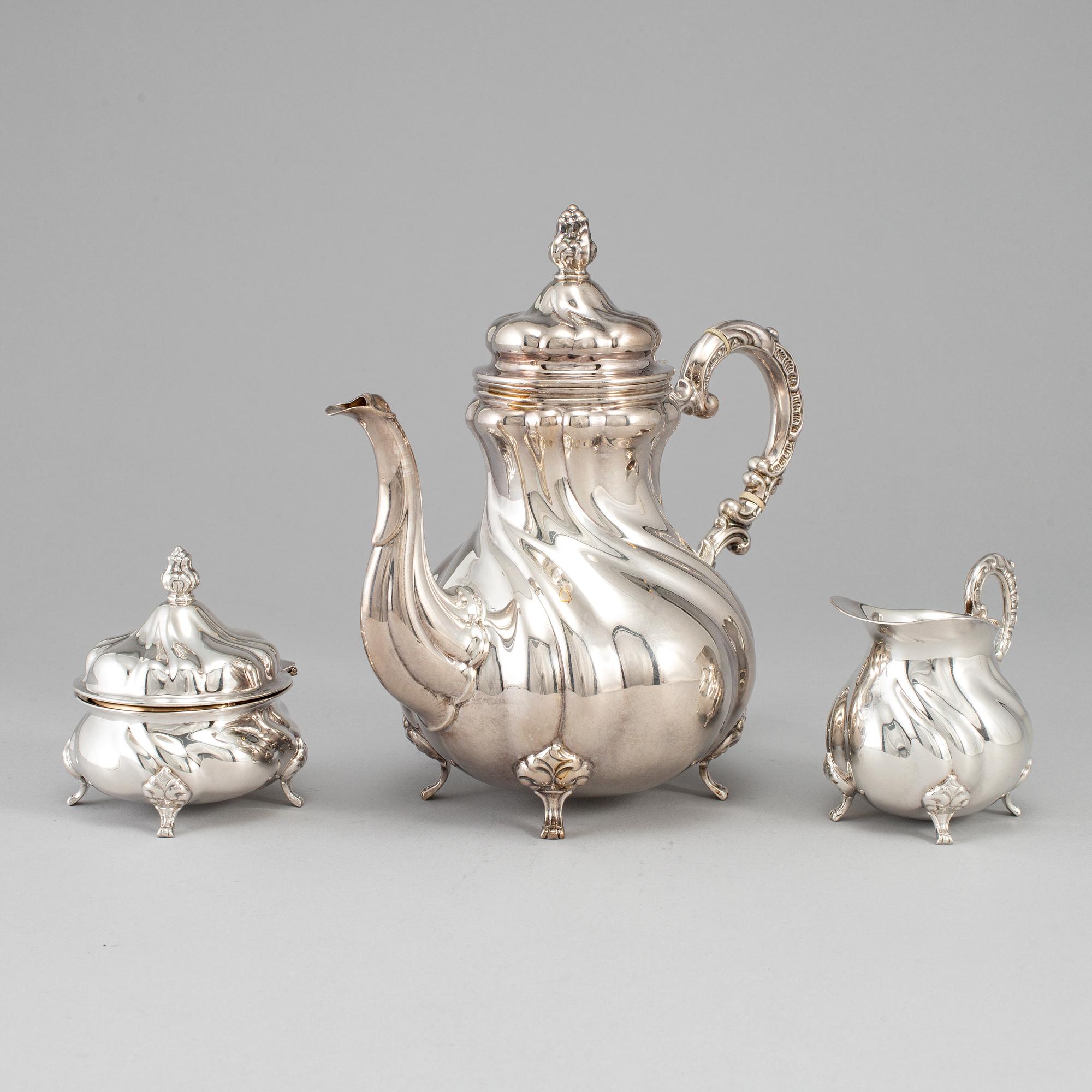 A German 20th century parcel-gilt silver coffee-set.