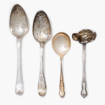 four silver serving utensils, Sweden, including Wilhelm smedberg, Karlstad, 1800.