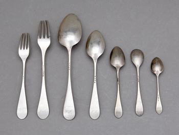 BESTICK, silver, 66 delar, GAB och JET, Stockholm, ca 1886-1901, vikt ca 3098 g.