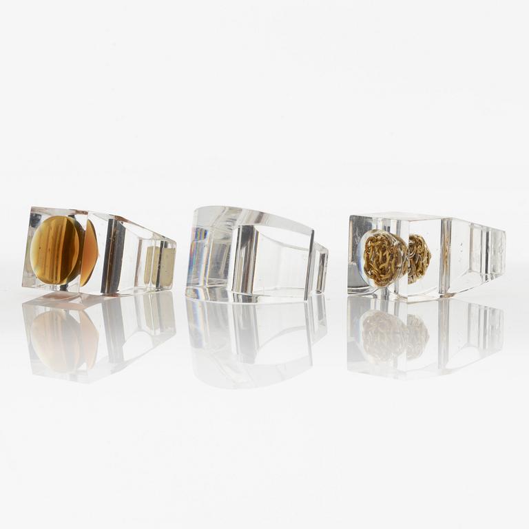 Siv Lagerström, three acrylic rings, 1970s.