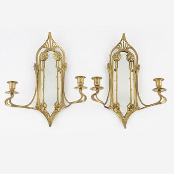 A pair of Art Nouveau wall sconces, early 20th Century.