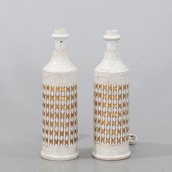 A PAIR OF TABLE LAMPS, Bitossi, Bergboms, 1960's.