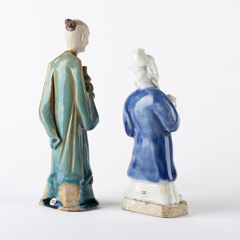 Two Chinese porcelain figures, late Qingdynasty and 18th Century.