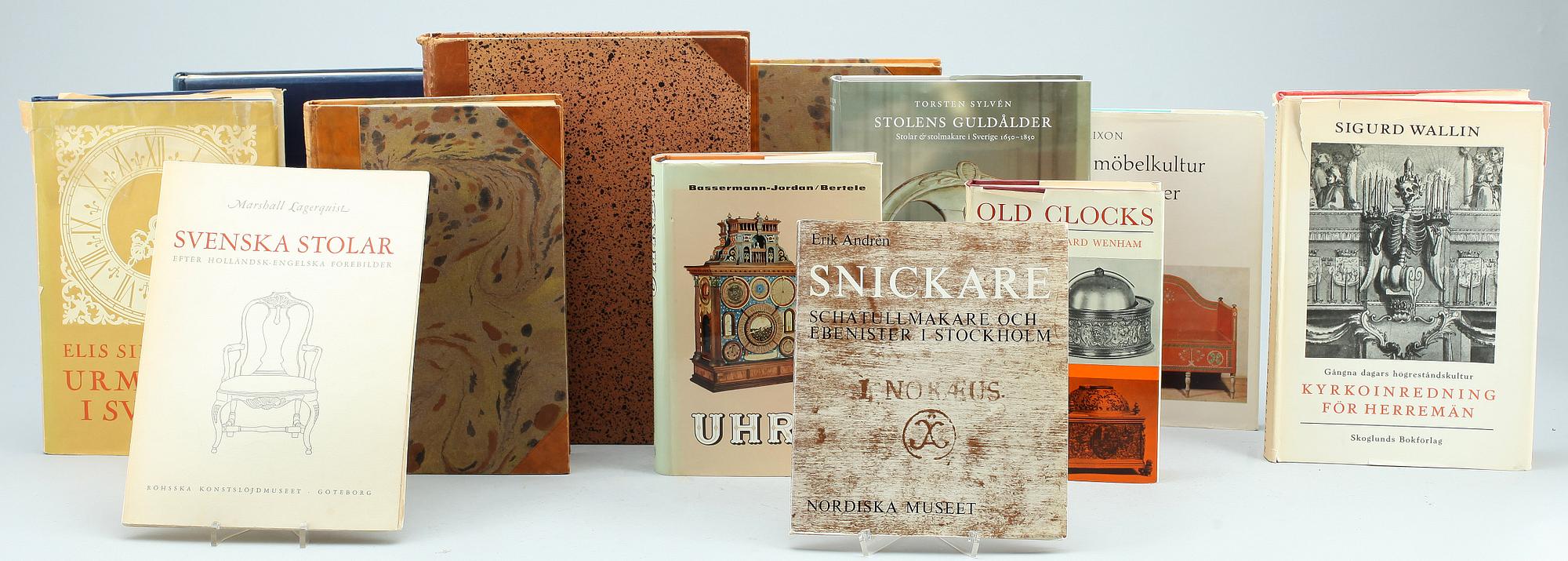 BOKPARTI KONSTHANTVERK SAMT KULTUR/KONSTHISTORIA, 12 vol, bla "Stolens guldålder" av Torsten Sylvén, Värnamo 2003.