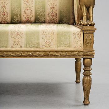 A late Gustavian sofa attributed to E. Ståhl (master in Stockholm 1794-1820).